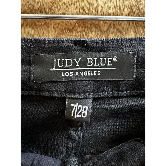 Judy Blue Wide Leg Crop Jeans Size 7/28 Black Tummy Control Raw Hem JB88710 - Picture 9 of 12